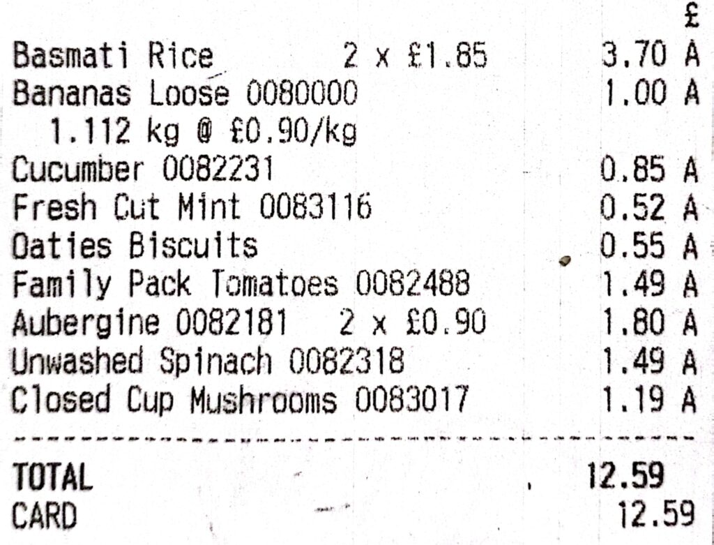 grocery bill of shopping at lidl
